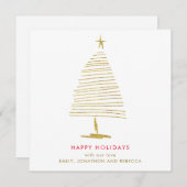 Eenvoudige Kerstboom Gouden Faux Glitter Notitiekaartje (Voorkant / Achterkant)