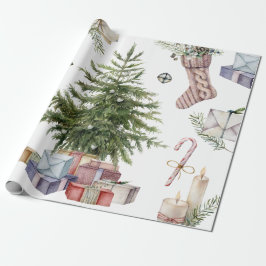 Eenvoudige kerstboom met  cadeautjes cadeaupapier