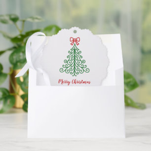 Eenvoudige Kerstboom met Strik Moderne Kerstmis Ornament Kaart