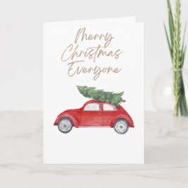 Eenvoudige kerstboom op het dak van de auto kaart