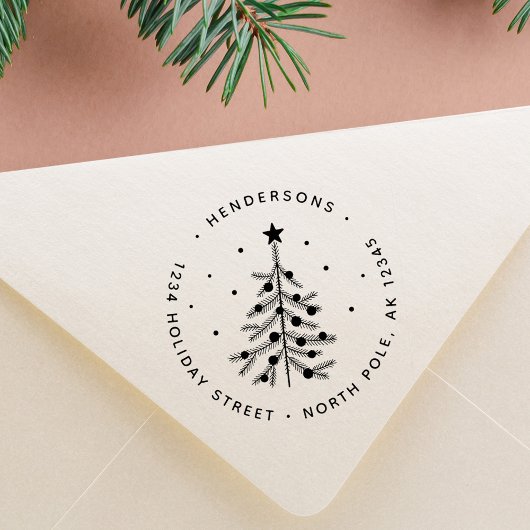 Eenvoudige kerstboom retour adres rubberen stempel