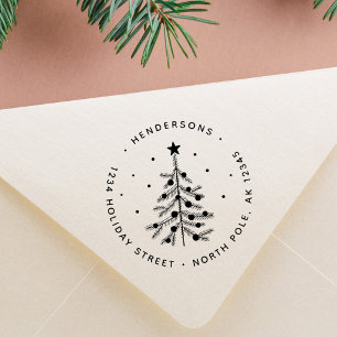Eenvoudige kerstboom retouradres rubberen stempel
