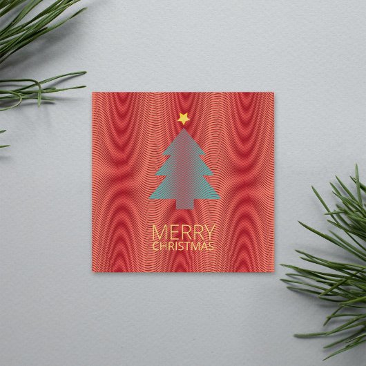 Eenvoudige kerstboom, rode en groene strepen, drie