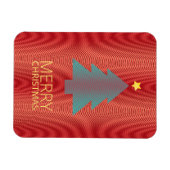 Eenvoudige kerstboom, rode en groene strepen, drie magneet (Horizontaal)