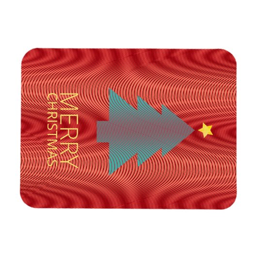 Eenvoudige kerstboom, rode en groene strepen, drie magneet (Horizontaal)