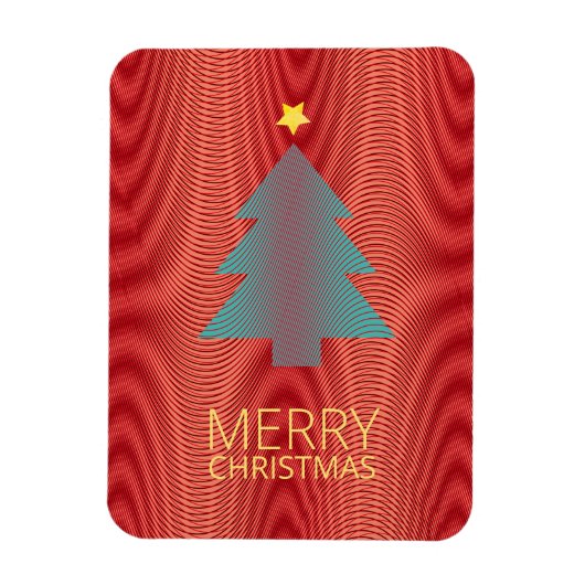 Eenvoudige kerstboom, rode en groene strepen, drie magneet (Verticaal)