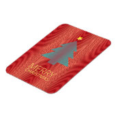 Eenvoudige kerstboom, rode en groene strepen, drie magneet (Linkerzijde)