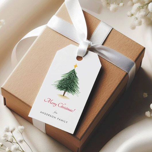 Eenvoudige Kerstboom Vakantie Cadeautags Cadeaulabel