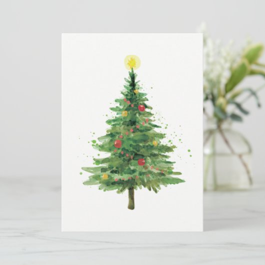 Eenvoudige kerstboom | Vakantiediner Kaart (Staand voorkant)