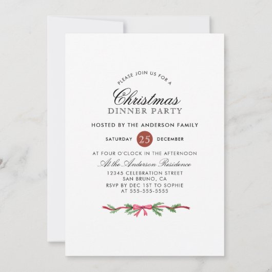 Eenvoudige kerstboom | Vakantiediner Kaart (Achterkant)