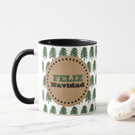 Eenvoudige kerstboom van Feliz Navidad Mok (Met donut)