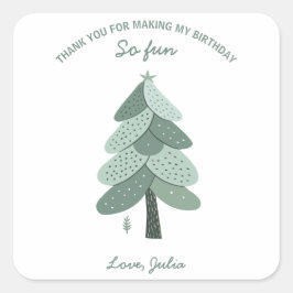 Eenvoudige kerstboom Verjaardag Vierkante Sticker