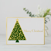 Eenvoudige kerstboom - vrolijk kerstfeest folie uitnodiging (Staand Voorkant)