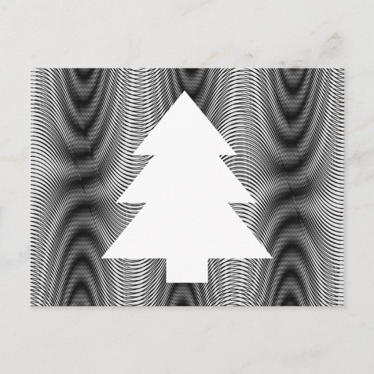 Eenvoudige Kerstboom Zwart & Wit Strepen Trippy Feestdagenkaart (Voorkant)