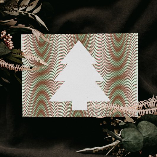 Eenvoudige kerstboom zwart-witte strepen Trippy Briefkaart