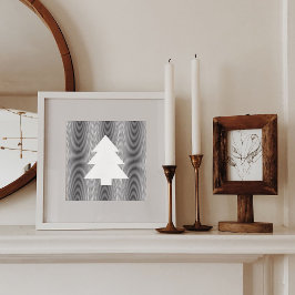 Eenvoudige kerstboom zwart-witte strepen Trippy Feestdagenkaart