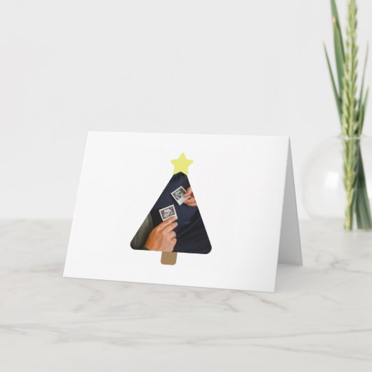 Eenvoudige kerstboomaankondiging Zwangerschap Feestdagen Kaart (Voorkant)