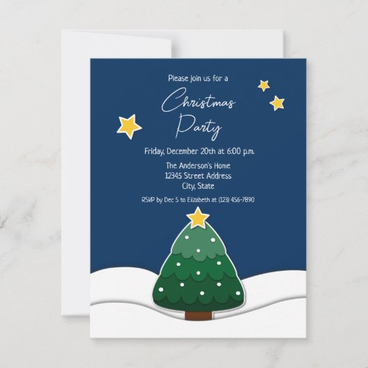 Eenvoudige kerstboomfeestdag in Cute Papercut Kaart (Voorkant)