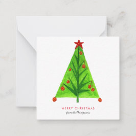 Eenvoudige kerstboomfeestkaart notitiekaartje