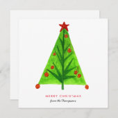 Eenvoudige kerstboomfeestkaart notitiekaartje (Voorkant / Achterkant)