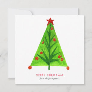 Eenvoudige kerstboomfeestkaart notitiekaartje