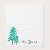 Eenvoudige kerstboomklep visitekaartje (Buitenkant ongevouwen)