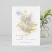 Eenvoudige kerstboomwinter Waterverven Folie Feestdagenkaart (Staand Voorkant)