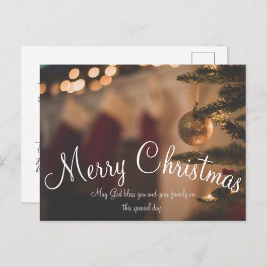 Eenvoudige kerstdag briefkaart (Voorkant / Achterkant)