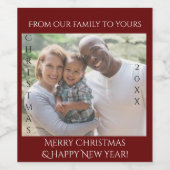 Eenvoudige kerstfamilie foto 20XX Wijn Etiket (Enkel label)
