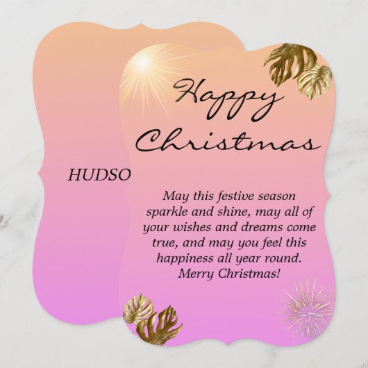 Eenvoudige kerstfamiliekaart kaart (Voorkant / Achterkant)