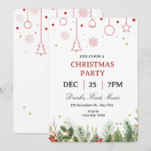 Eenvoudige Kerstfeest Uitnodiging (Voorkant / Achterkant)