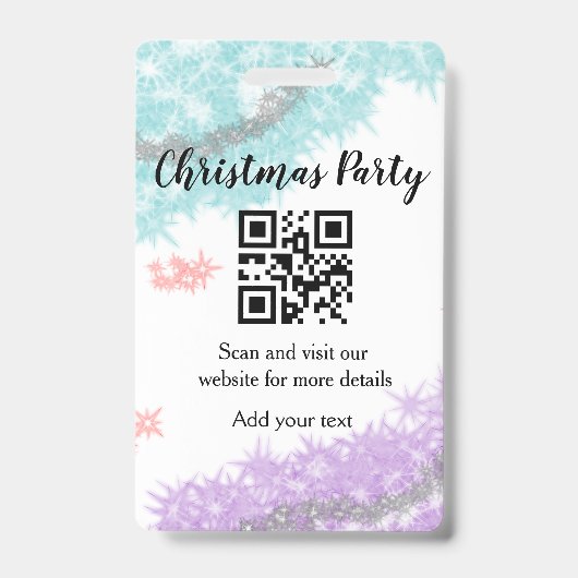 Eenvoudige kerstfeest website barcode QR voeg naam Badge (Voorzijde)