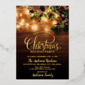 Eenvoudige kerstfeestdag in de legante familie folie uitnodiging (Voorkant)