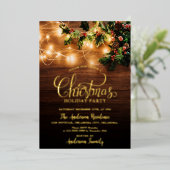 Eenvoudige kerstfeestdag in de legante familie folie uitnodiging (Staand Voorkant)