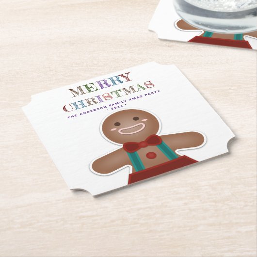 Eenvoudige kerstfeestdag in Gingerbrood Kartonnen Onderzetters (Gekanteld)