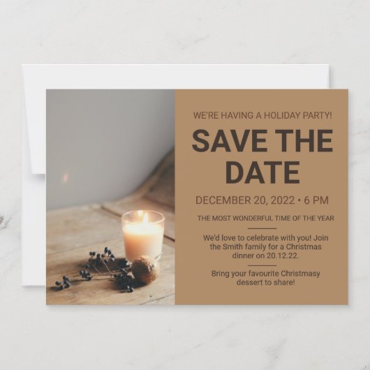 Eenvoudige kerstfeestdag: sla de datum op magnetische uitnodiging (Voorkant)