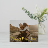 Eenvoudige kerstfeestelijke Gold-foto-Folie Folie Feestdagen Briefkaart (Staand Voorkant)