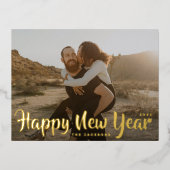 Eenvoudige kerstfeestelijke Gold-foto-Folie Folie Feestdagen Briefkaart (Voorkant)