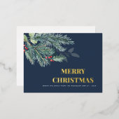 Eenvoudige kerstfeestkaart folie feestdagen briefkaart (Voorkant / Achterkant)