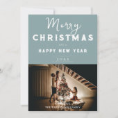 Eenvoudige kerstfoto | BLAUWGROEN Feestdagenkaart (Voorkant)