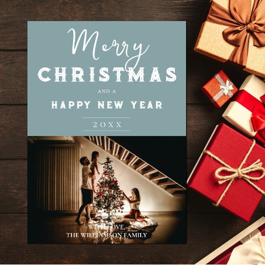 Eenvoudige kerstfoto | BLAUWGROEN Feestdagenkaart