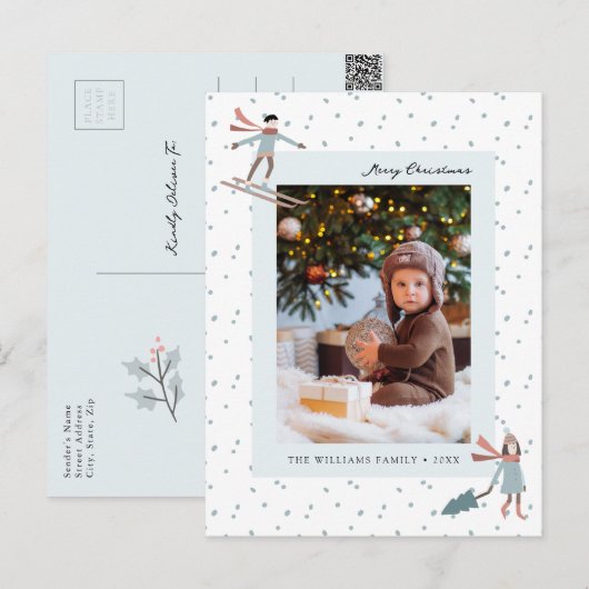 Eenvoudige kerstfoto briefkaart (Voorkant / Achterkant)