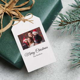 Eenvoudige kerstfoto cadeaulabel