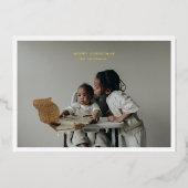 Eenvoudige kerstfoto frame aangepaste tekst groet folie feestdagenkaart (Voorkant)