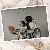 Eenvoudige kerstfoto frame aangepaste tekst groet folie feestdagenkaart