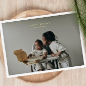 Eenvoudige kerstfoto frame aangepaste tekst groet folie feestdagenkaart