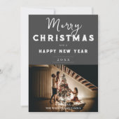 Eenvoudige kerstfoto | Grijs Feestdagenkaart (Voorkant)