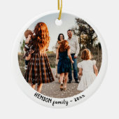 Eenvoudige kerstfoto keramisch ornament (Voorkant)