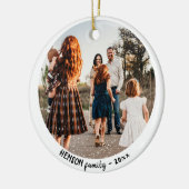 Eenvoudige kerstfoto keramisch ornament (Links)