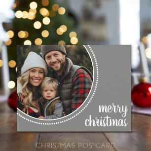 Eenvoudige kerstfoto Polka Dot Border Feestdagenkaart